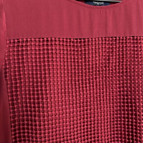 Madewell Burgundy Maroon Crochet and Silk Top - Picture 7 of 10